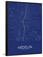 Medellin, Colombia Blue Map-null-Framed Poster