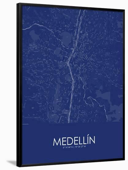 Medellin, Colombia Blue Map-null-Framed Poster