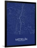 Medellin, Colombia Blue Map-null-Framed Poster