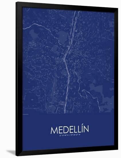 Medellin, Colombia Blue Map-null-Framed Poster