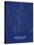 Medellin, Colombia Blue Map-null-Stretched Canvas