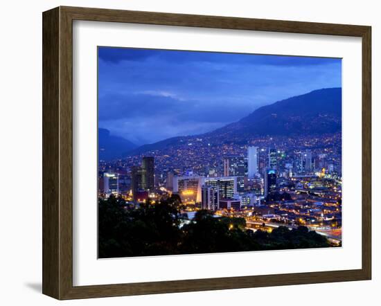 Medellin, Colombia, Elevated View of Downtown Medellin, Aburra Valley Surrounded by the Andes Mount-John Coletti-Framed Photographic Print