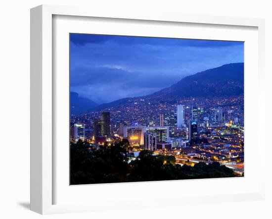 Medellin, Colombia, Elevated View of Downtown Medellin, Aburra Valley Surrounded by the Andes Mount-John Coletti-Framed Photographic Print