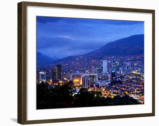 Medellin, Colombia, Elevated View of Downtown Medellin, Aburra Valley Surrounded by the Andes Mount-John Coletti-Framed Photographic Print