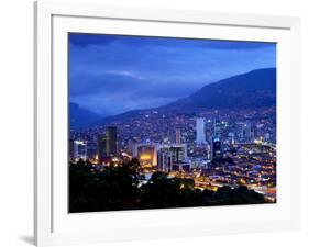 Medellin, Colombia, Elevated View of Downtown Medellin, Aburra Valley Surrounded by the Andes Mount-John Coletti-Framed Photographic Print