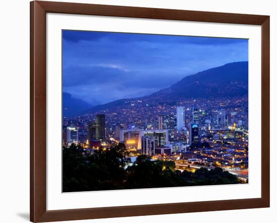 Medellin, Colombia, Elevated View of Downtown Medellin, Aburra Valley Surrounded by the Andes Mount-John Coletti-Framed Photographic Print