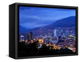 Medellin, Colombia, Elevated View of Downtown Medellin, Aburra Valley Surrounded by the Andes Mount-John Coletti-Framed Stretched Canvas