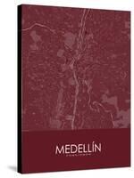 Medellin, Colombia Red Map-null-Stretched Canvas