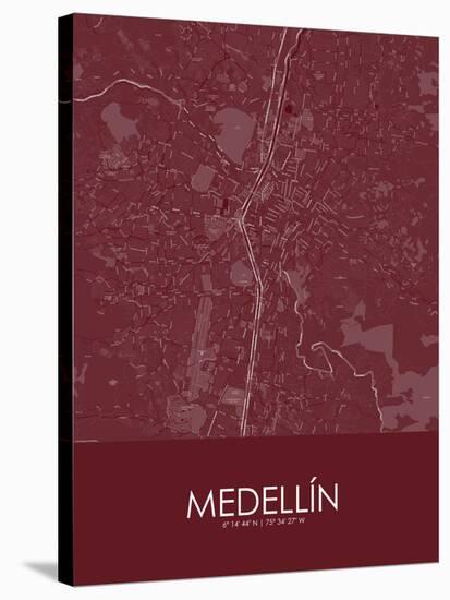 Medellin, Colombia Red Map-null-Stretched Canvas