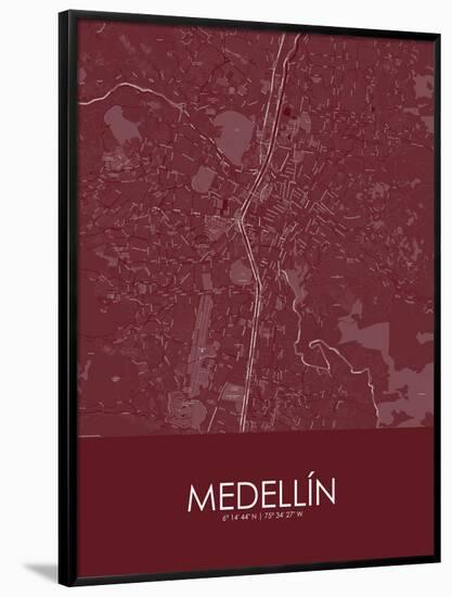 Medellin, Colombia Red Map-null-Framed Poster