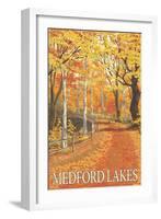 Medford Lake, New Jersey - Fall Colors Scene-Lantern Press-Framed Art Print