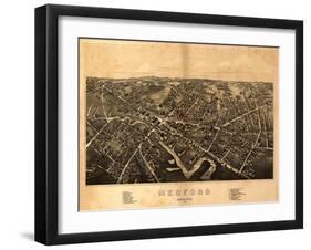 Medford, Massachusetts - Panoramic Map-Lantern Press-Framed Art Print
