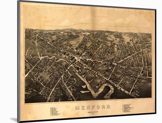 Medford, Massachusetts - Panoramic Map-Lantern Press-Mounted Art Print