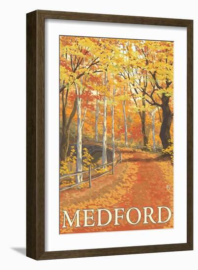 Medford, New Jersey - Fall Colors Scene-Lantern Press-Framed Art Print