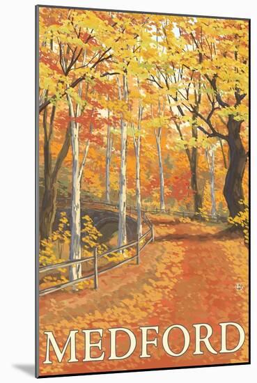 Medford, New Jersey - Fall Colors Scene-Lantern Press-Mounted Art Print