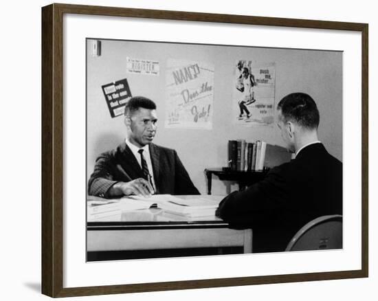 Medgar Evers, NAACP Leader in Mississippi, with Journalist Bill Peters, 1963-null-Framed Photo