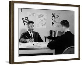 Medgar Evers, NAACP Leader in Mississippi, with Journalist Bill Peters, 1963-null-Framed Photo