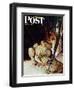 "Medic Treating Injured in Field," Saturday Evening Post Cover, March 11, 1944-Mead Schaeffer-Framed Giclee Print