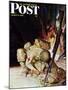 "Medic Treating Injured in Field," Saturday Evening Post Cover, March 11, 1944-Mead Schaeffer-Mounted Giclee Print