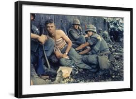 Medic Treats a US Marine's Wounds During Operation Hue City, Tet Offensive, Feb. 1969-null-Framed Photo
