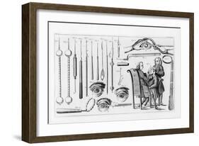 Medical Instruments for Eye Surgery (Engraving) (B/W Photo)-English-Framed Giclee Print