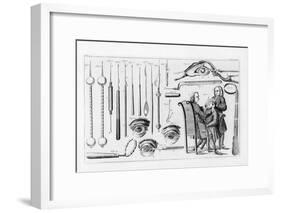 Medical Instruments for Eye Surgery (Engraving) (B/W Photo)-English-Framed Giclee Print