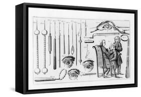 Medical Instruments for Eye Surgery (Engraving) (B/W Photo)-English-Framed Stretched Canvas