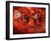 Medical Nanobots in the Bloodstream with Red Blood Cells-null-Framed Art Print