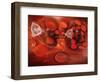 Medical Nanobots in the Bloodstream with Red Blood Cells-null-Framed Art Print