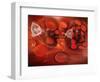 Medical Nanobots in the Bloodstream with Red Blood Cells-null-Framed Art Print