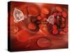 Medical Nanobots in the Bloodstream with Red Blood Cells-null-Stretched Canvas
