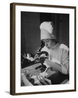 Medical Student Nelya Spiridonova Examining Blood Specimen in Irkutsk-null-Framed Photographic Print