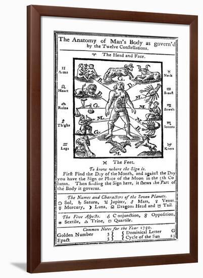 Medical Zodiac Man, 1750-Science Source-Framed Giclee Print