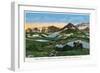 Medicine Bow National Forest, WY, Snowy Range View West of Laramie, Man on Horseback-Lantern Press-Framed Art Print