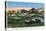 Medicine Bow National Forest, WY, Snowy Range View West of Laramie, Man on Horseback-Lantern Press-Stretched Canvas