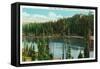 Medicine Bow National Forest, Wyoming, View of Silver Lake and Snowy Range-Lantern Press-Framed Stretched Canvas