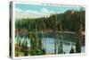 Medicine Bow National Forest, Wyoming, View of Silver Lake and Snowy Range-Lantern Press-Stretched Canvas
