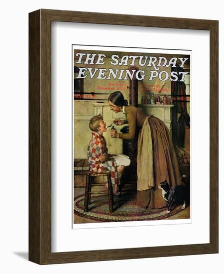 "Medicine Giver" "Take Your Medicine" Saturday Evening Post Cover, May 30,1936-Norman Rockwell-Framed Giclee Print