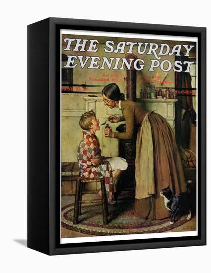 "Medicine Giver" "Take Your Medicine" Saturday Evening Post Cover, May 30,1936-Norman Rockwell-Framed Stretched Canvas