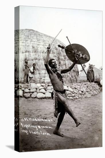 Medicine Man Fighting a Coming Hailstorm-null-Stretched Canvas