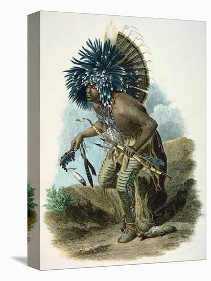 Medicine Man of the Mandan Tribe in the Costume of the Dog Dance, 1834-Karl Bodmer-Stretched Canvas