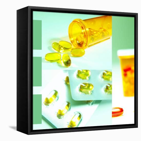 Medicine Pills and Bottles-null-Framed Stretched Canvas