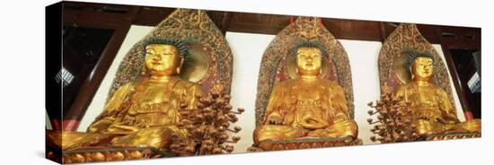 Medicine, Sakyamuni and Amithaba Gold Buddha Statues, Heavenly King Hall, Shanghai, China-Gavin Hellier-Stretched Canvas
