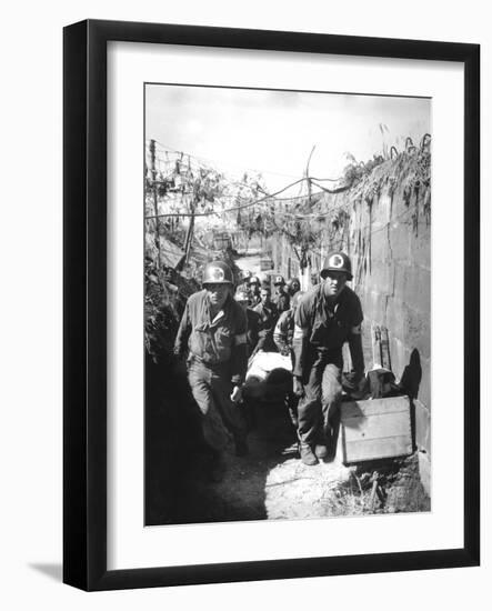 Medics Remove a Casualty from the Battle Field To An Aid Station-Stocktrek Images-Framed Photographic Print
