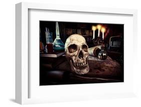 Medieval Alchemist Laboratory. Halloween. Fairy-Tale Interior.-prometeus-Framed Photographic Print