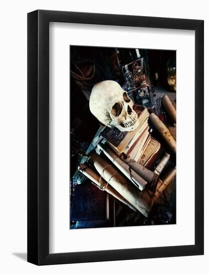 Medieval Alchemist Laboratory. Halloween. Fairy-Tale Interior.-prometeus-Framed Photographic Print