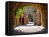 Medieval Arched Street-Jeni Foto-Framed Stretched Canvas