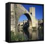 Medieval Bridge, Besalu, Catalunya (Costa Brava), Spain-Stuart Black-Framed Stretched Canvas