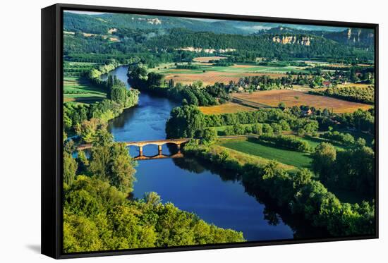 Medieval Bridge over the Dordogne River Perigord France-OSTILL-Framed Stretched Canvas