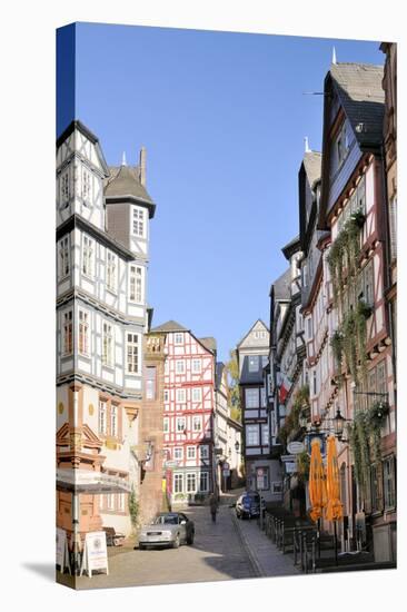 Medieval Buildings on Mainzer Street Viewed from the Market Square, Marburg, Hesse, Germany, Europe-Nick Upton-Stretched Canvas